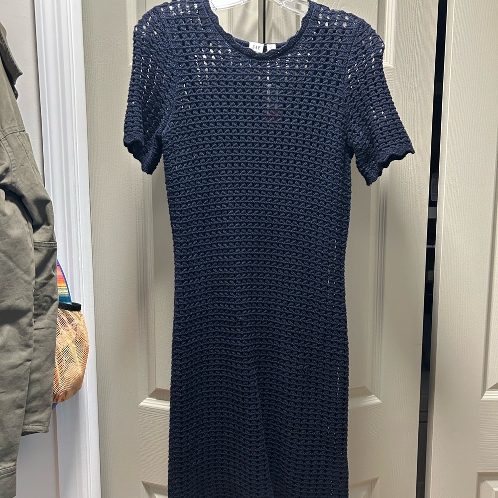 GAP Navy Blue Long Crochet Dress